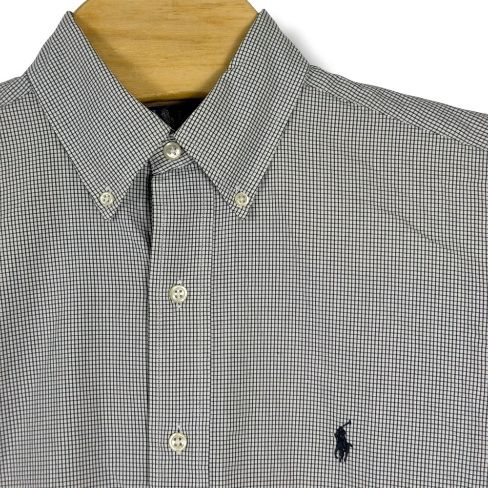 Ralph Lauren Button Down Men M Black White Micro Check Blake Fit Pony